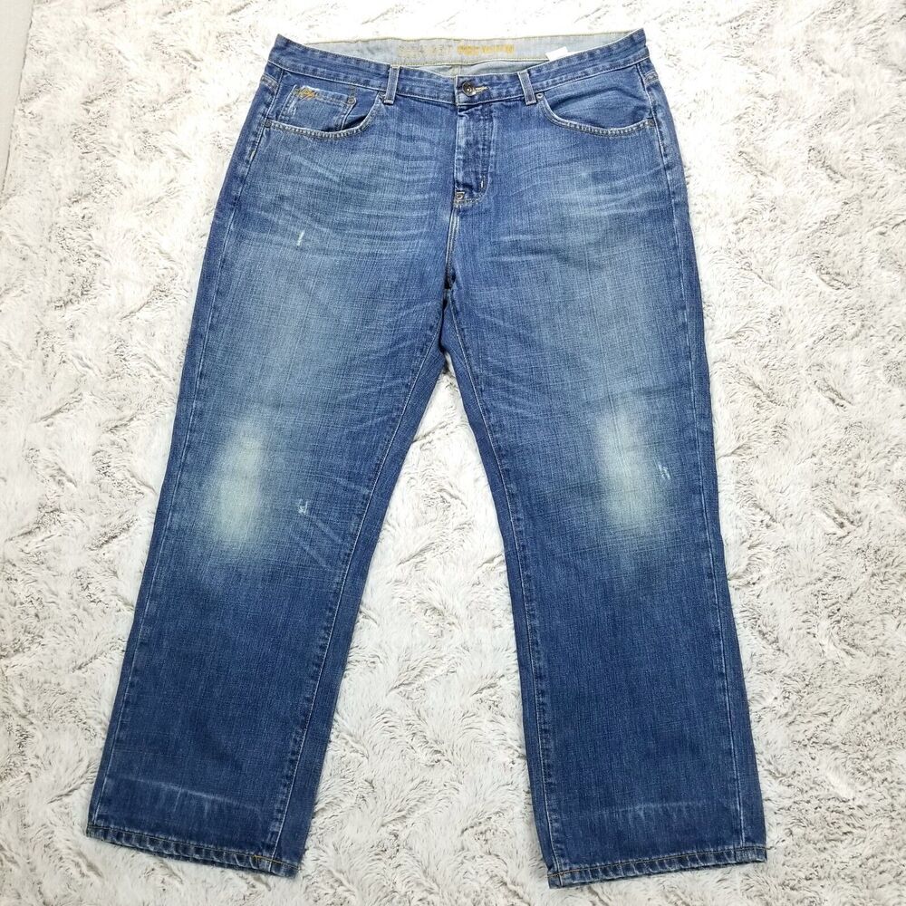 Tommy Hilfiger Jeans Mens 40×30 Blue Button Fly Premium Dark Wash Denim
